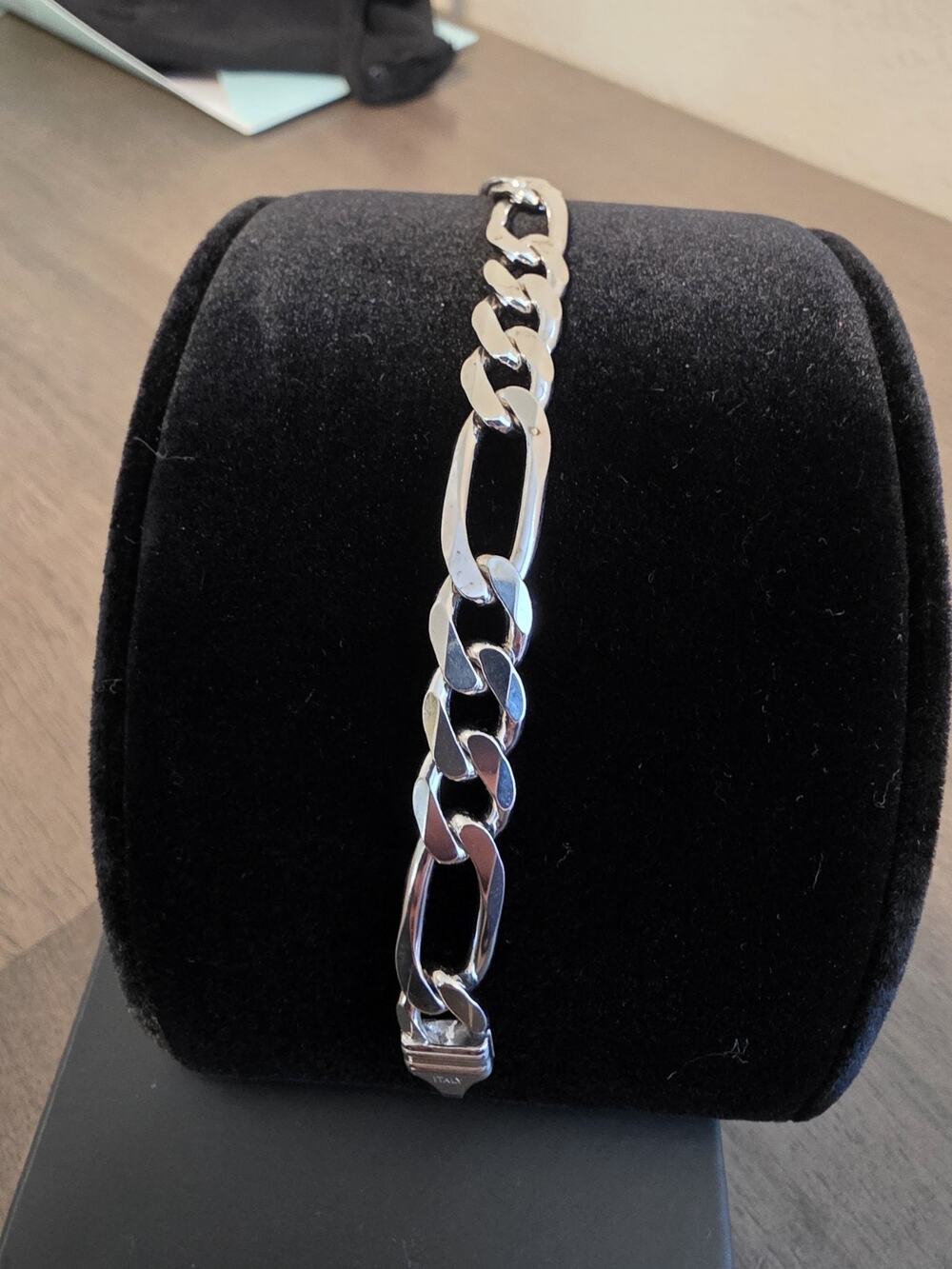 7" 925 Italian Silver Figaro Bracelets 9.4mm 21.78g 925 Sterling Silver